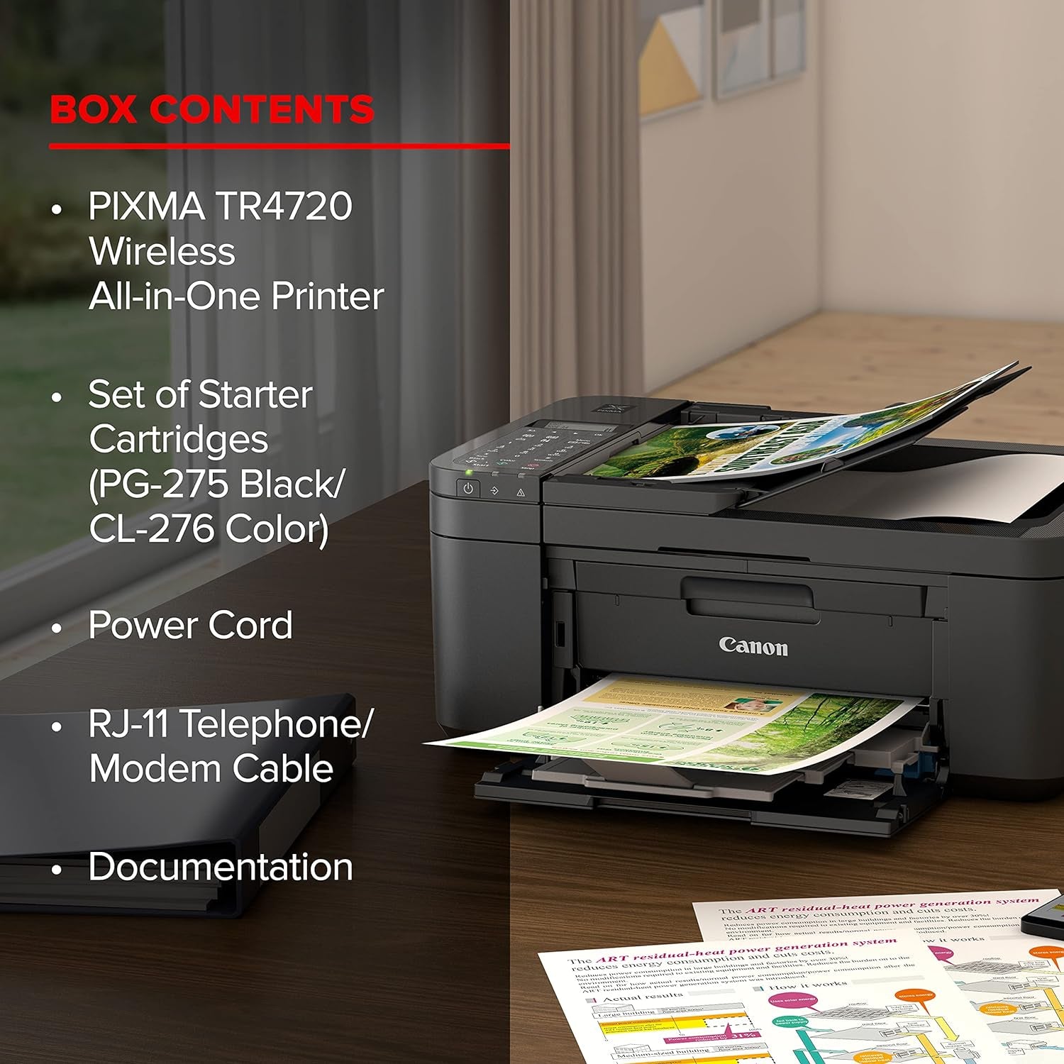 PIXMA TR4720 All-In-One Wireless Printer for Home Use, with Auto Document Feeder, Mobile Printing and Built-In Fax, Black