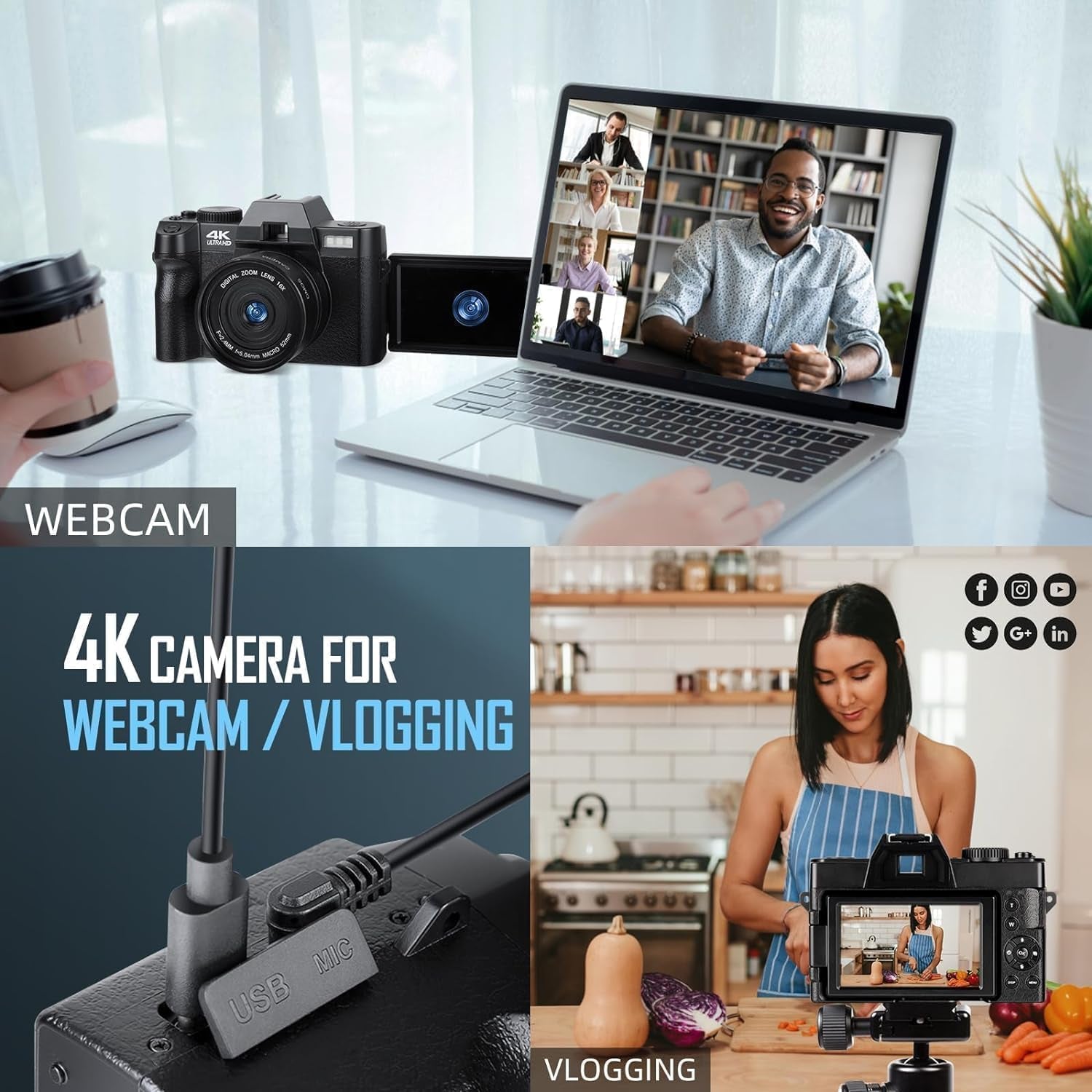 4K Digital Cameras for Photography, Video/Vlogging Camera for Youtube with Wifi & App Control, Travel Camera with 32GB TF Card & 2 Batteries,Compact Camera,Great Gift Choice(S100)