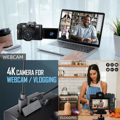 4K Digital Cameras for Photography, Video/Vlogging Camera for Youtube with Wifi & App Control, Travel Camera with 32GB TF Card & 2 Batteries,Compact Camera,Great Gift Choice(S100)