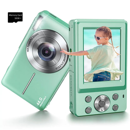 1080P 44MP Digital Camera, Summer Compact Mini Portable Digital Camera with 32G Memory Card, 16X Digital Zoom Vintage Camera, Point and Shoot Camera, Photography Entry-Level Camera Digital, Suitable for Teenage Students, Back to School Gifts, Mini Camera