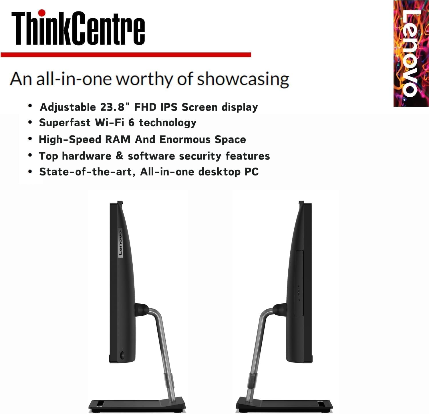 Thinkcentre All-In-One Business Computer, 23.8" FHD Display, 12Th Gen Intel 6-Core Processor, 16GB RAM, 512GB Pcie SSD, Wi-Fi, HDMI, Webcam, DVD-RW, Windows 11 Pro