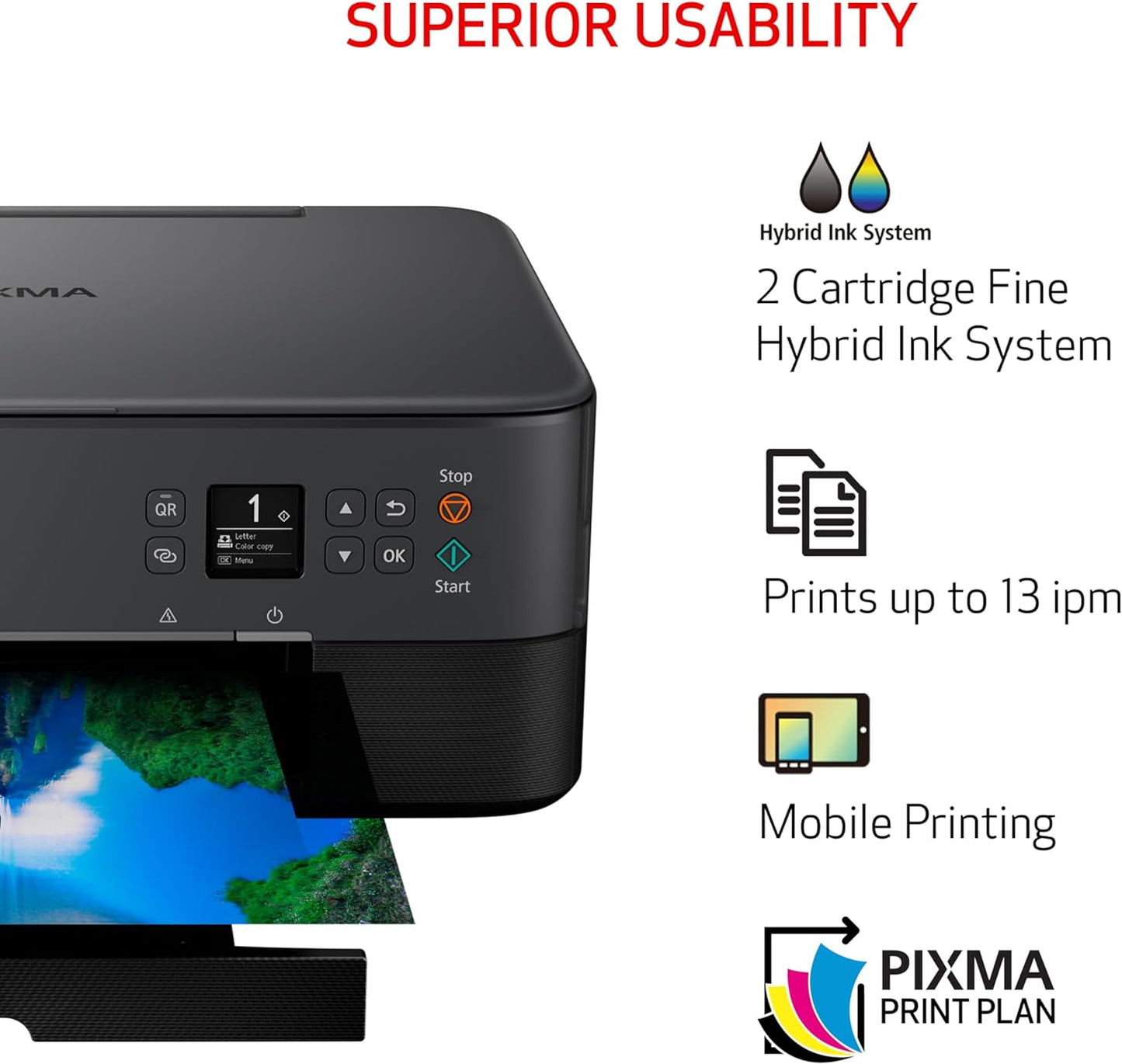 PIXMA Ts6420A All-In-One Wireless Inkjet Printer [Print,Copy,Scan], Black, Works with Alexa