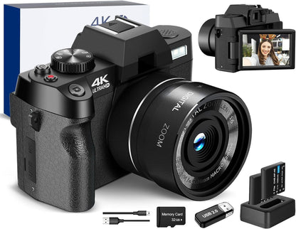 4K Digital Cameras for Photography, Video/Vlogging Camera for Youtube with Wifi & App Control, Travel Camera with 32GB TF Card & 2 Batteries,Compact Camera,Great Gift Choice(S100)