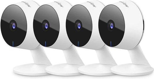 Security Cameras 4Pcs, Home Security Camera Indoor 1080P, Wi-Fi Cameras Wired for Pet, Motion Detection, Two-Way Audio, Night Vision, Phone App, Works with Alexa, Ios & Android & Web Access