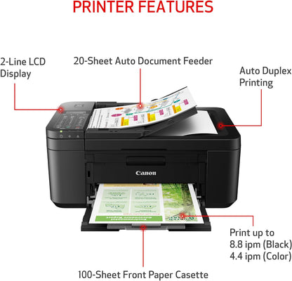 PIXMA TR4720 All-In-One Wireless Printer for Home Use, with Auto Document Feeder, Mobile Printing and Built-In Fax, Black