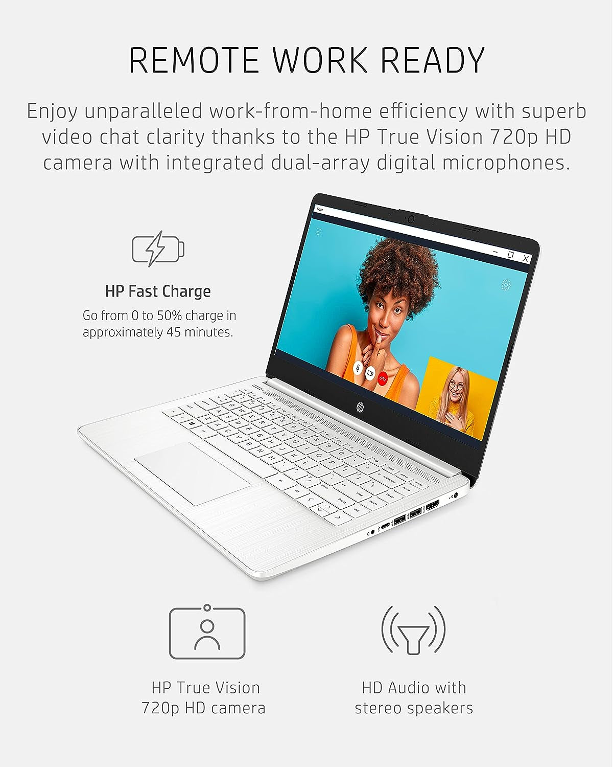 14 Laptop, Intel Celeron N4020, 4 GB RAM, 64 GB Storage, 14-Inch Micro-Edge HD Display, Windows 11 Home, Thin & Portable, 4K Graphics, One Year of Microsoft 365 (14-Dq0040Nr, Snowflake White)