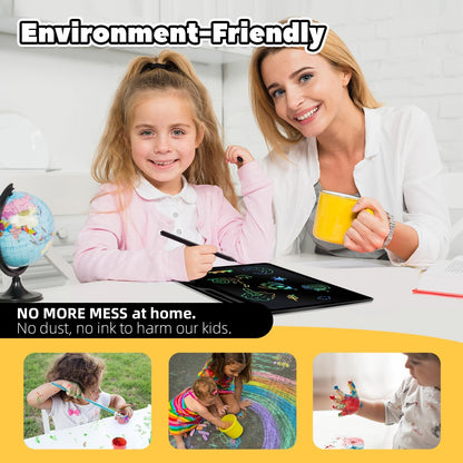 13 Inch LCD Writing Tablet for Kids, Rechargeable Doodle Board, Kid Drawing Pad Learning Toys Best Gift for Birthday Christmas 3 4 5 6 7 Year Old Girls Boys, Doodle Board for Toddlers (Black